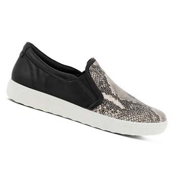 Women's Ecco Soft 7 Street Slip On Casual Shoes Black / Grey | USA 79SGL